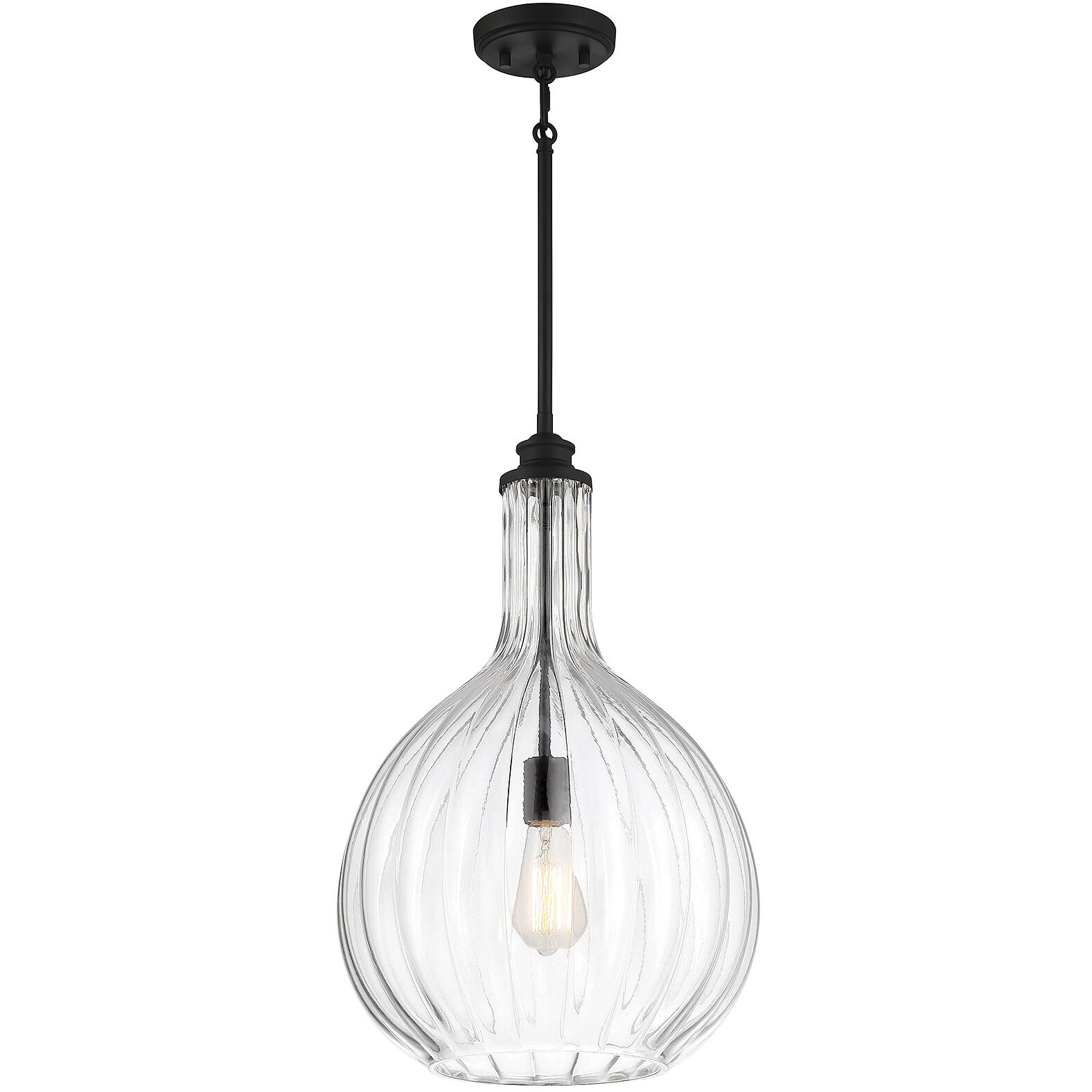 Brandon 1 Light 14 inch Matte Black Pendant Ceiling Light, Essentials