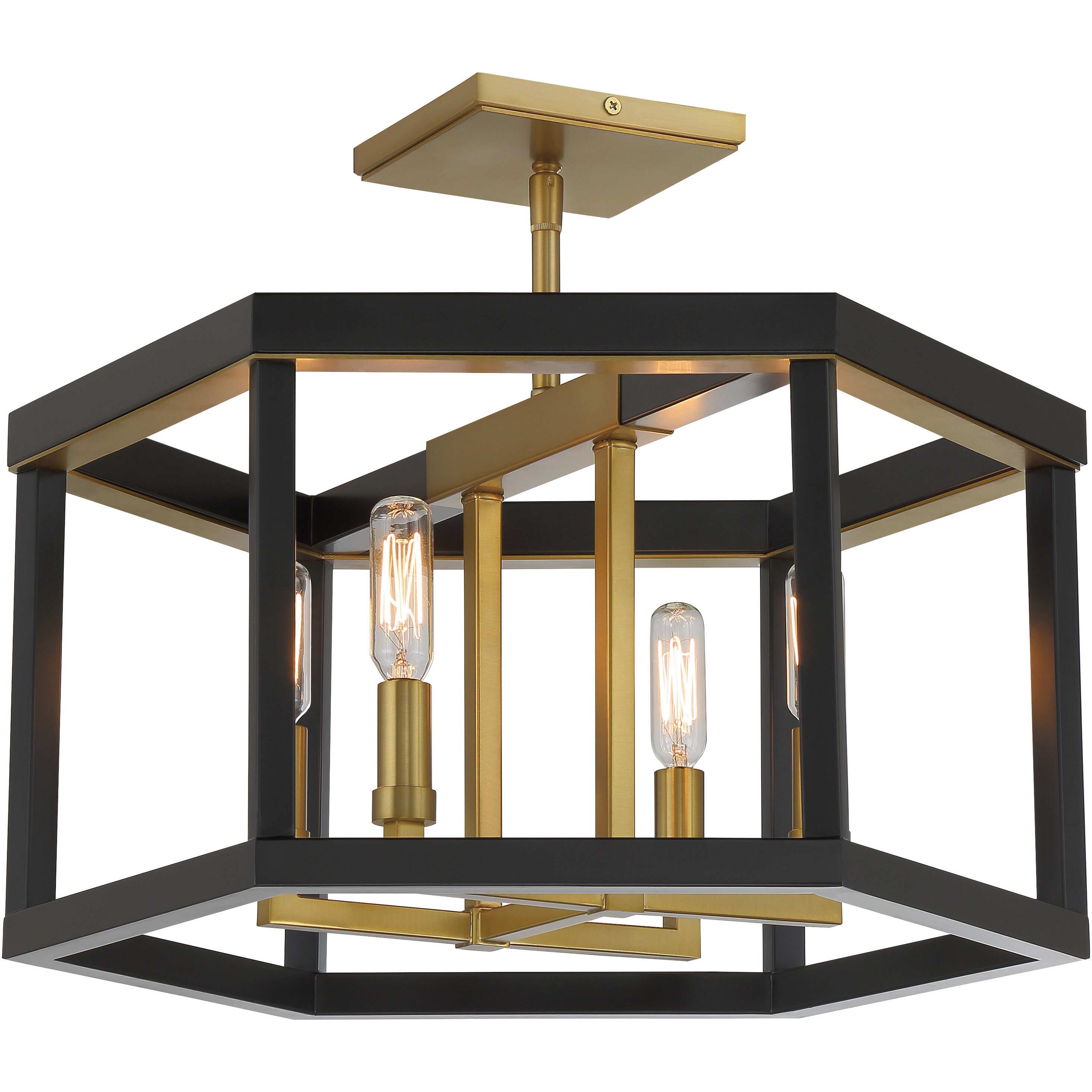 Union Estates 4 Light 18 inch Coal And Soft Brass Semi Flush Ceiling Light