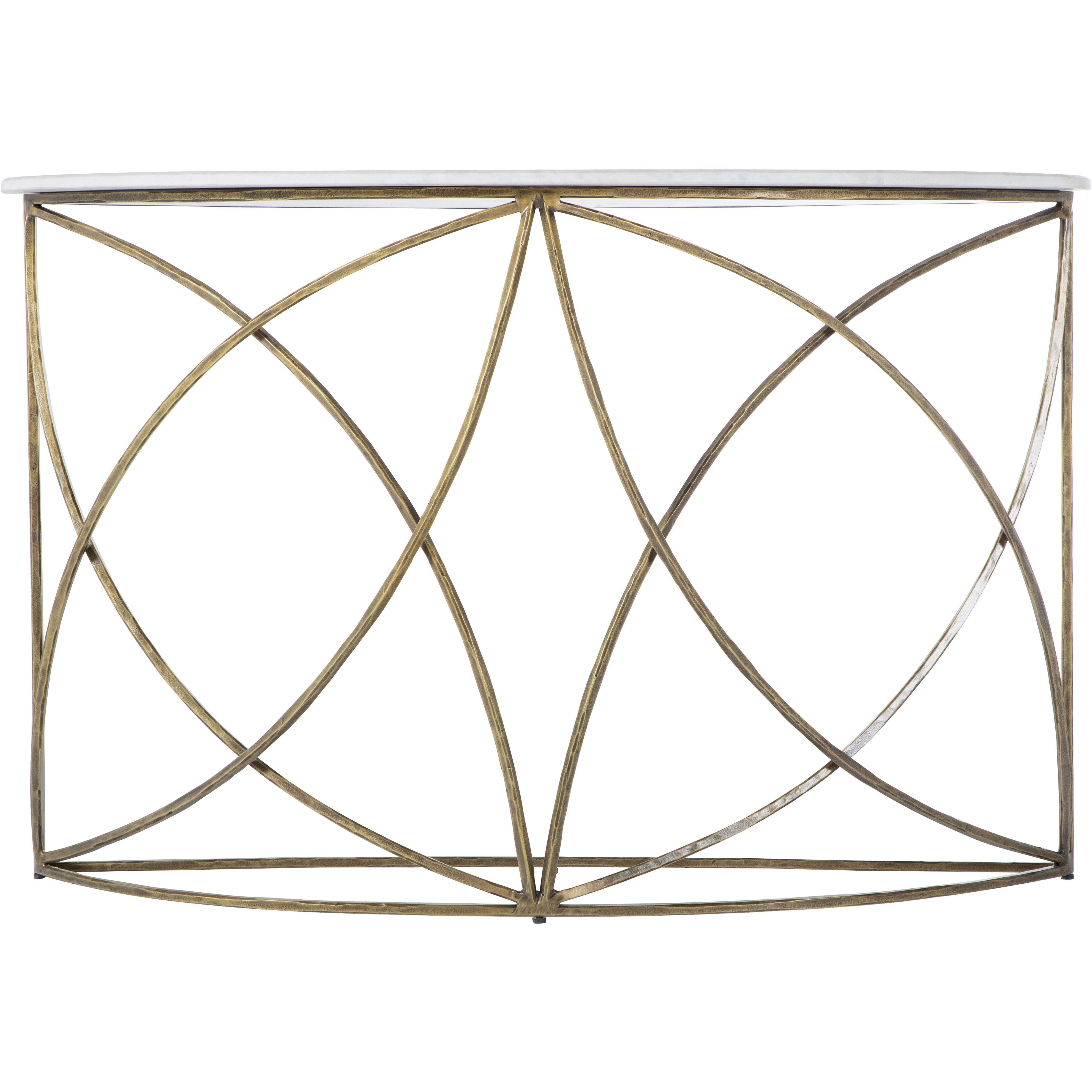 Wayland 48 X 14.25 inch Antique Aged Brass and White Banswara Marble Console Table