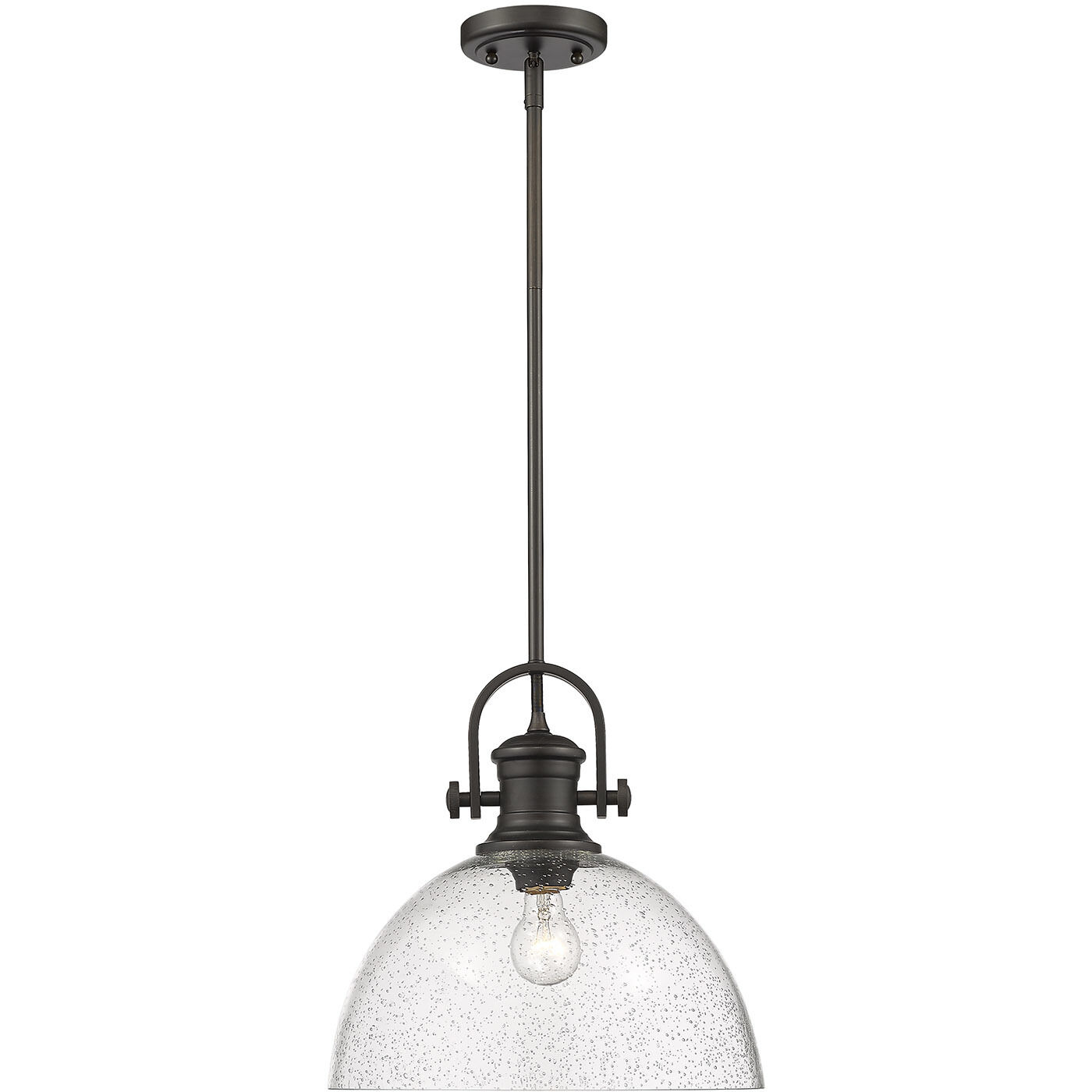 Yep Hines Pendant Ceiling Light in Rubbed Bronze, Seeded Glass, Large