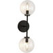 Alora Mood Cassia 2 Light 6 inch Matte Black Bath Vanity Light Wall Light in Clear Glass Shade