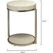 Chester Round 23.5 X 20.5 inch Ivory Faux Shagreen and Antique Brass Metal Side Table