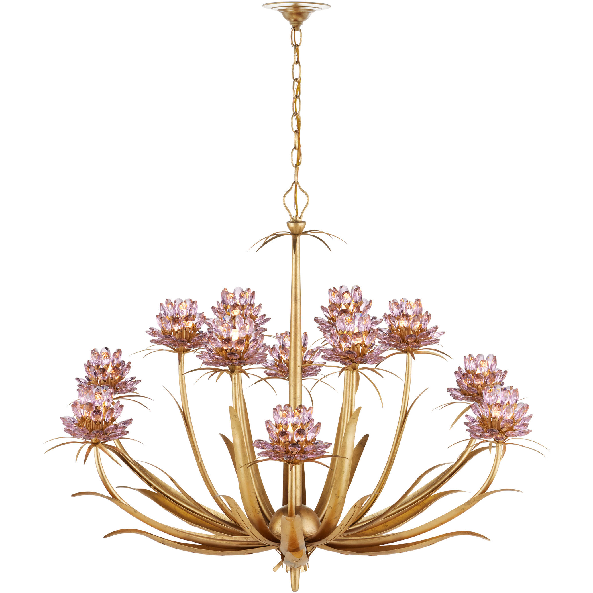 Marilee 12 Light 44 inch Pink/Dutch Gold Leaf Chandelier Ceiling Light, Large