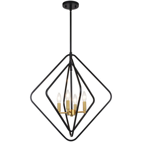 Brady LED 22 inch Black and Satin Brass Pendant Ceiling Light