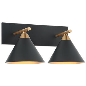 Bliss 2 Light 17.75 inch Aged Gold Brass and Matte Black Wall Sconce Wall Light