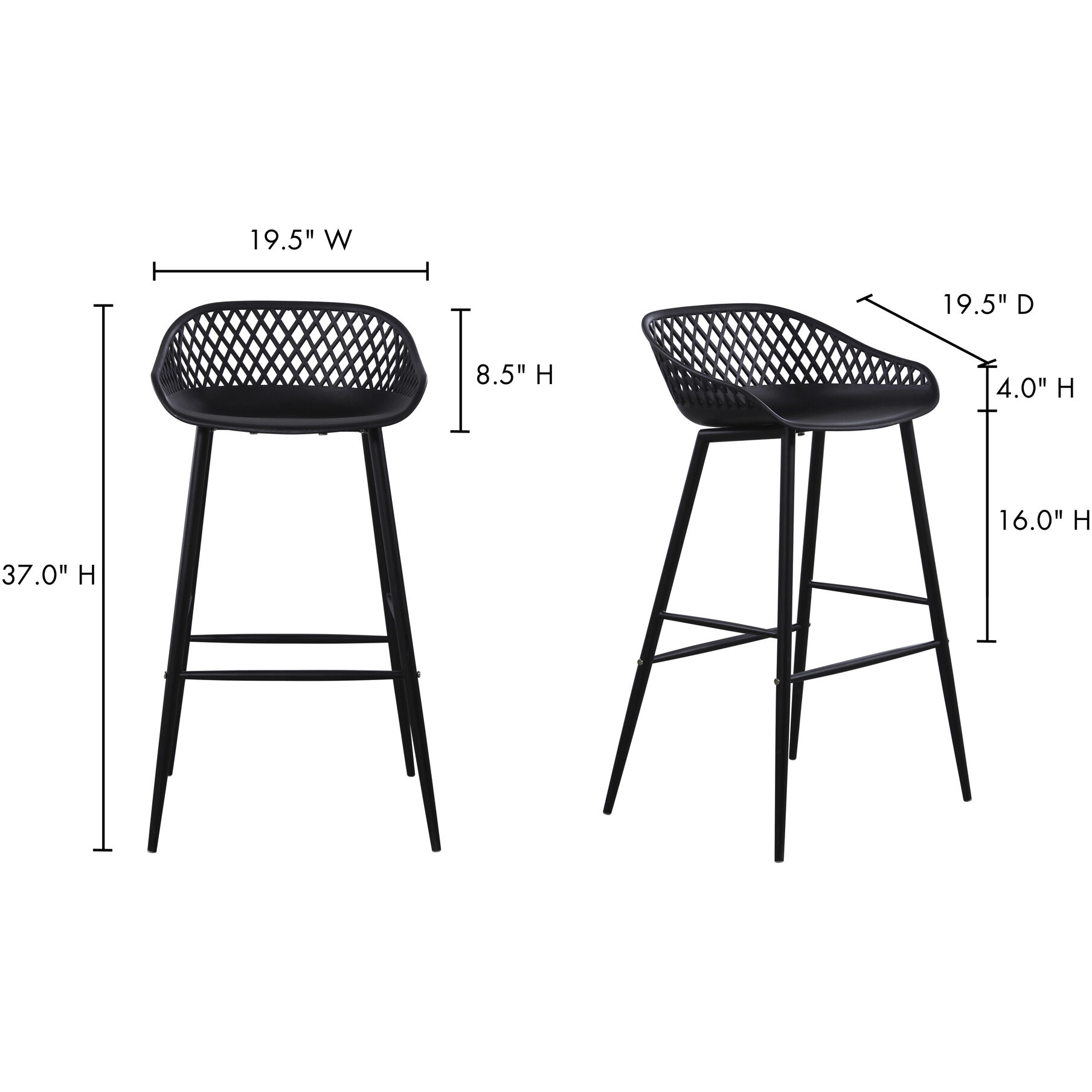 Piazza 37 inch Black Outdoor Barstool
