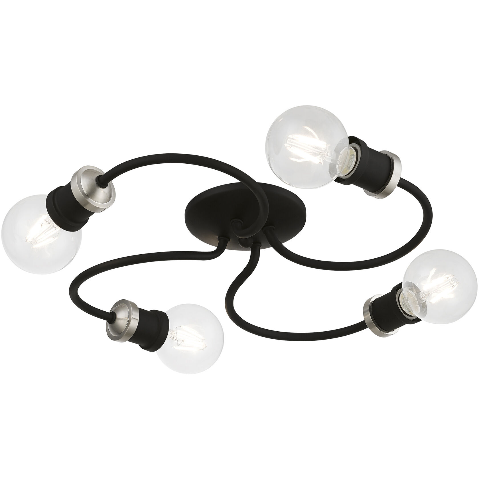 Bromley 4 Light 16 inch Black with Brushed Nickel Accents Flush Mount Ceiling Light, Large