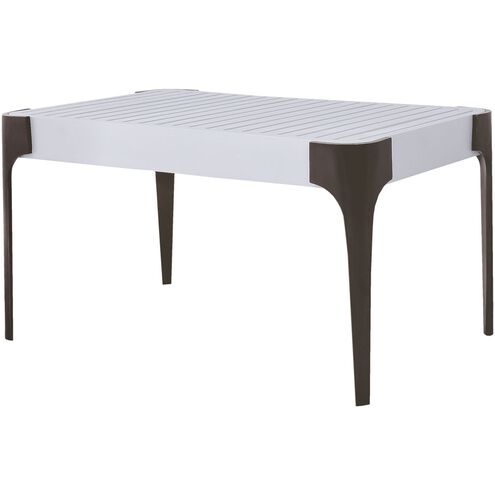 Teak Veranda 36 X 22 inch White with Antique Brass Outdoor Coffee Table