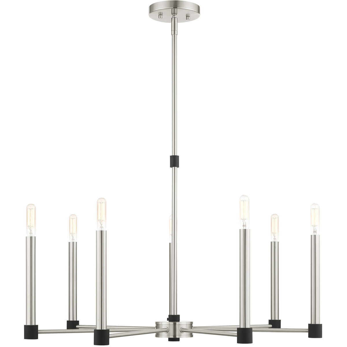 Karlstad 7 Light 28 inch Brushed Nickel with Satin Brass Accents Chandelier Ceiling Light