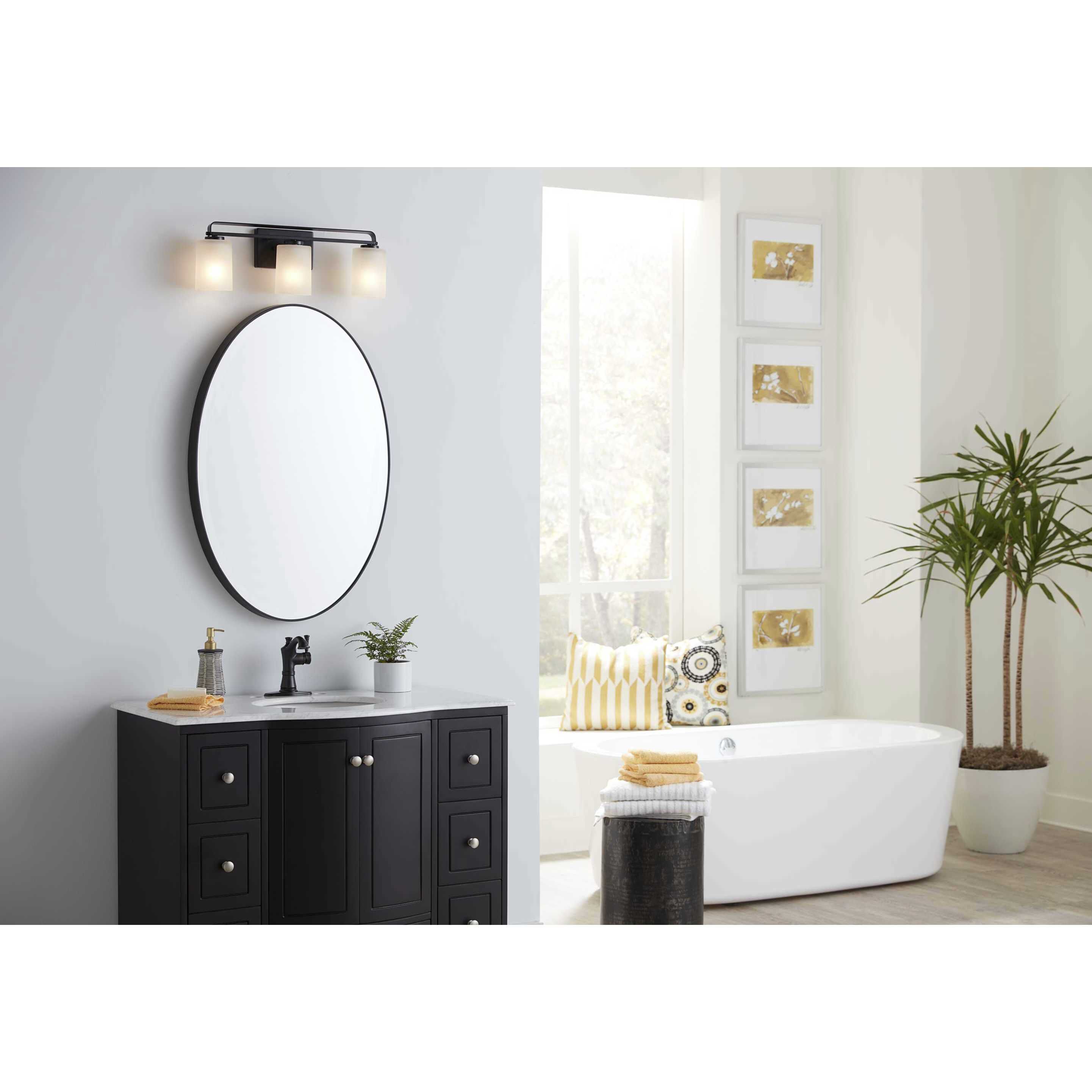 League 3 Light 23 inch Matte Black Bath Vanity Wall Light 