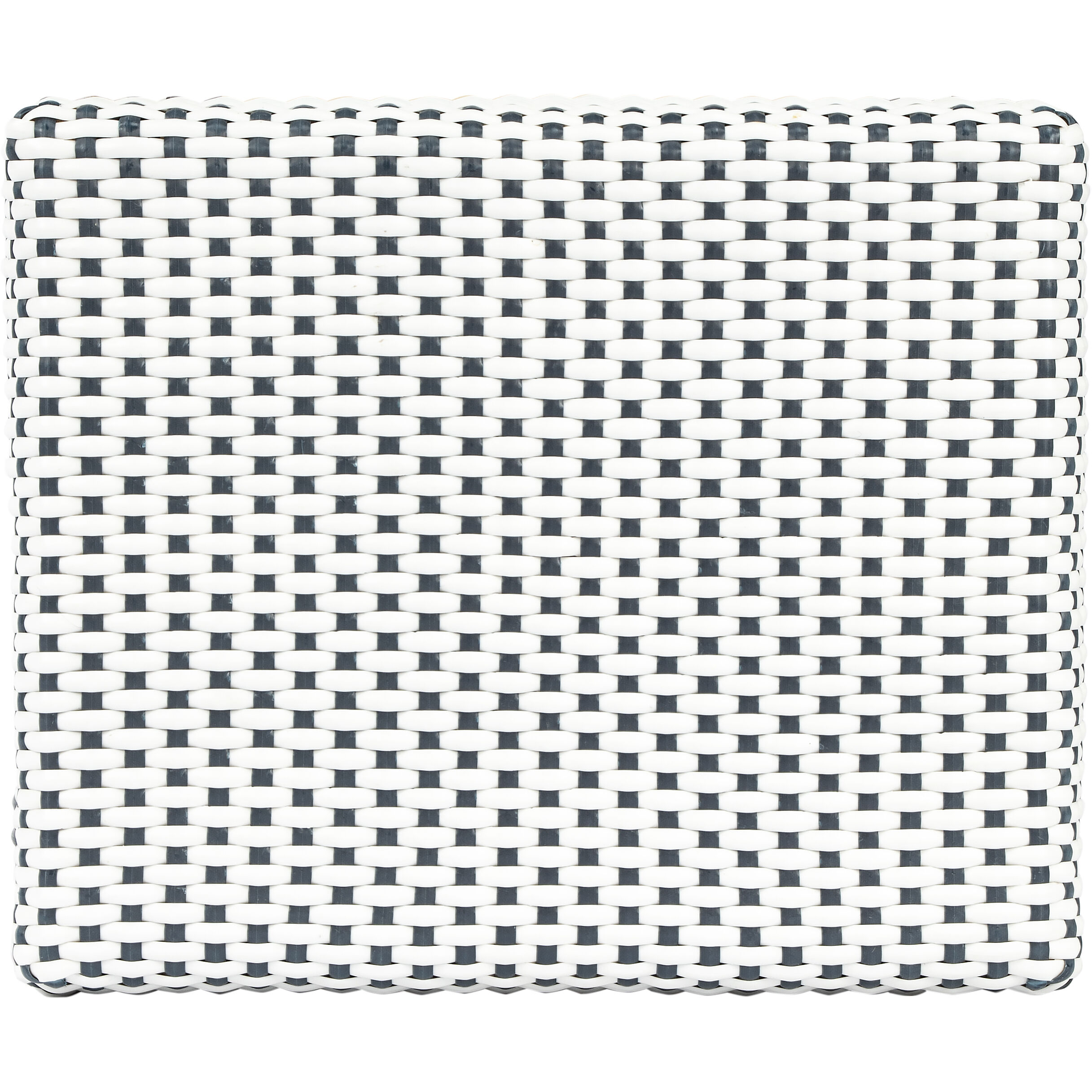 Robias Rectangular Rattan 24.5" Counter Stool in White and Navy Stripe