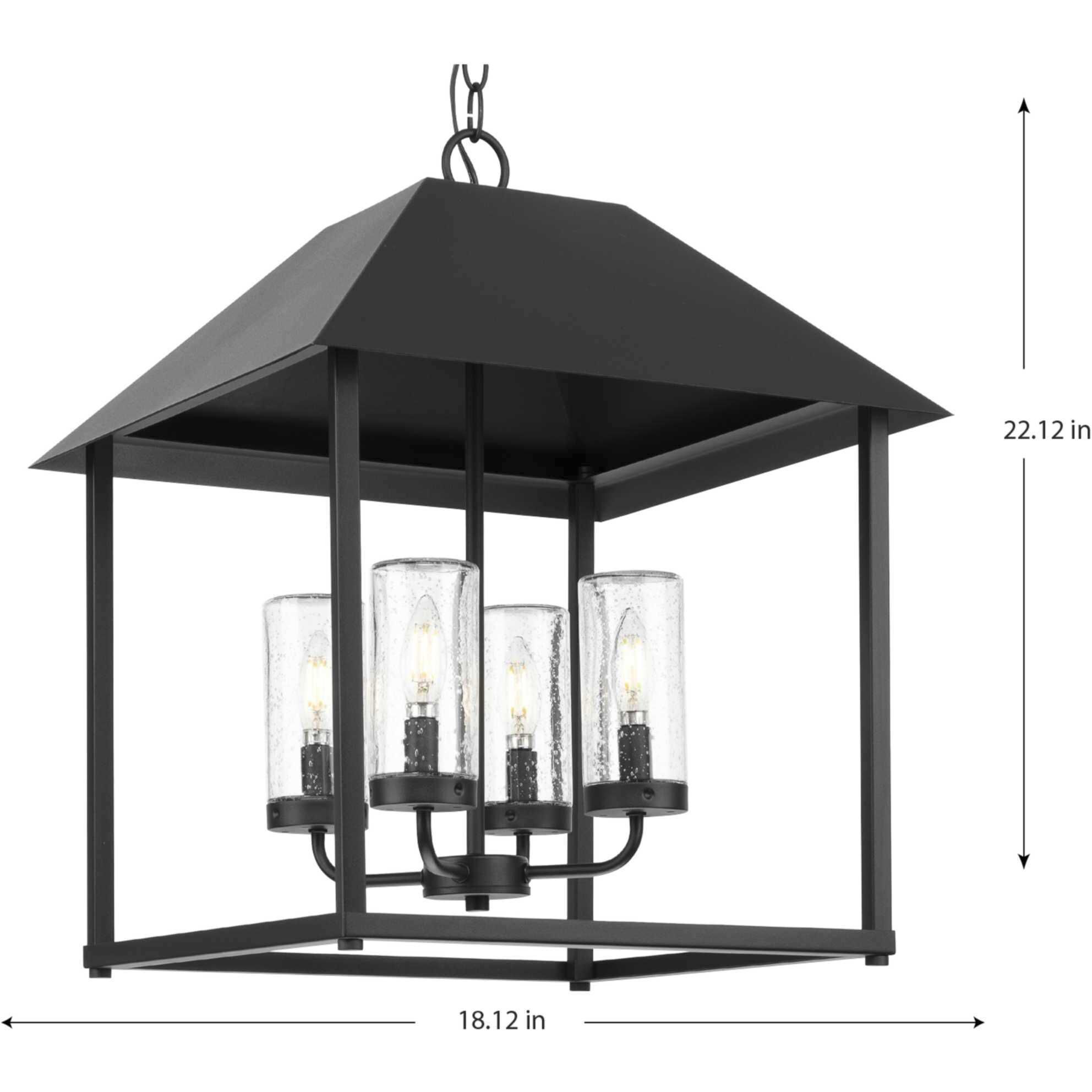 Chapel 4 Light 18.12 inch Textured Black Outdoor Pendant