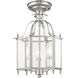 Livingston 3 Light 10 inch Brushed Nickel Convertible Mini Pendant/Ceiling Mount Ceiling Light