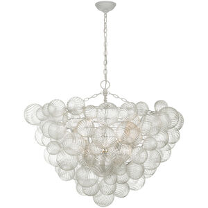 Julie Neill Talia LED 45.5 inch Plaster White and Clear Swirled Glass Chandelier Ceiling Light