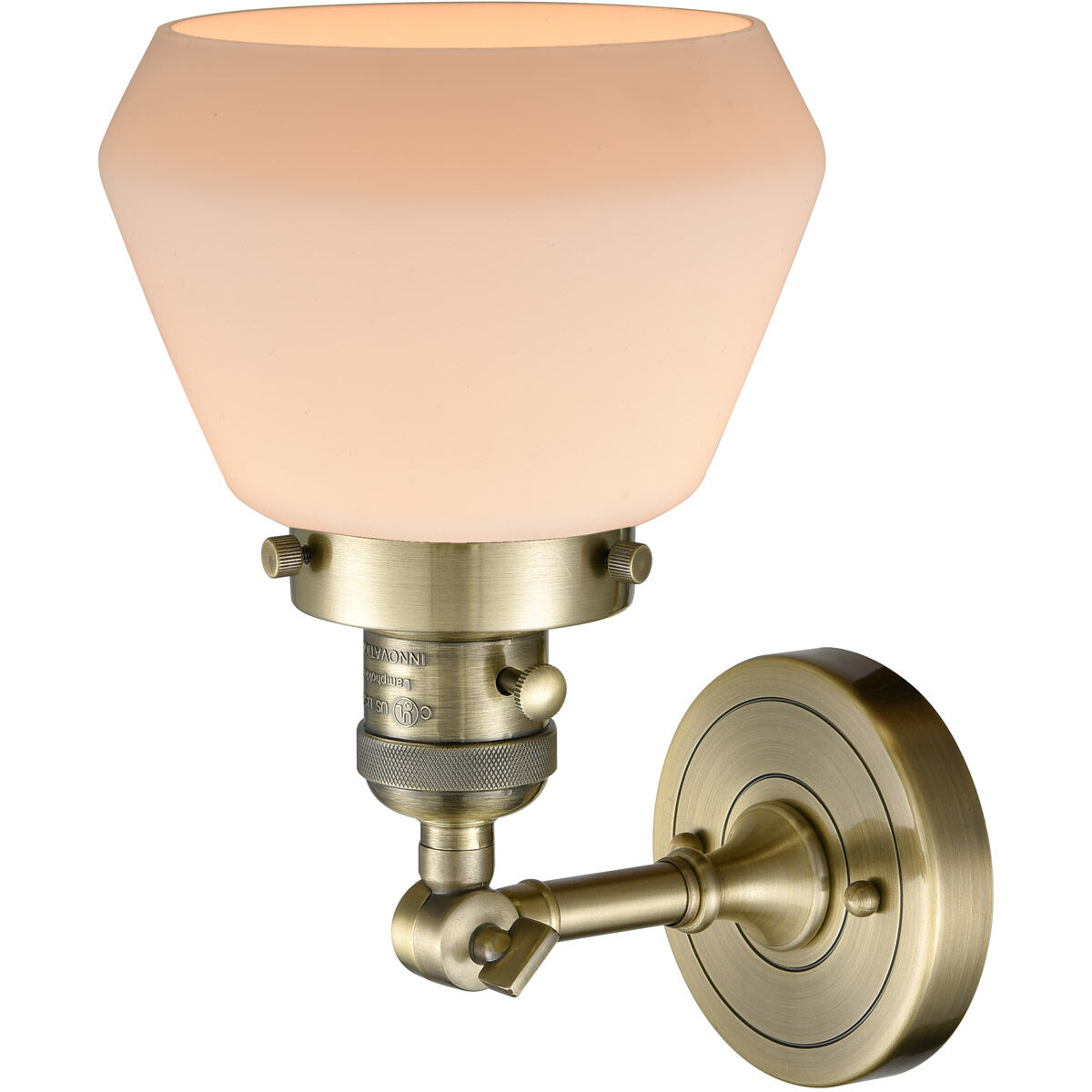 Franklin Restoration Fulton 1 Light 7 inch Antique Brass Sconce Wall Light in Matte White Glass, Franklin Restoration