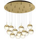Pluto LED 23.75 inch Brushed Gold Multi Pendant Ceiling Light