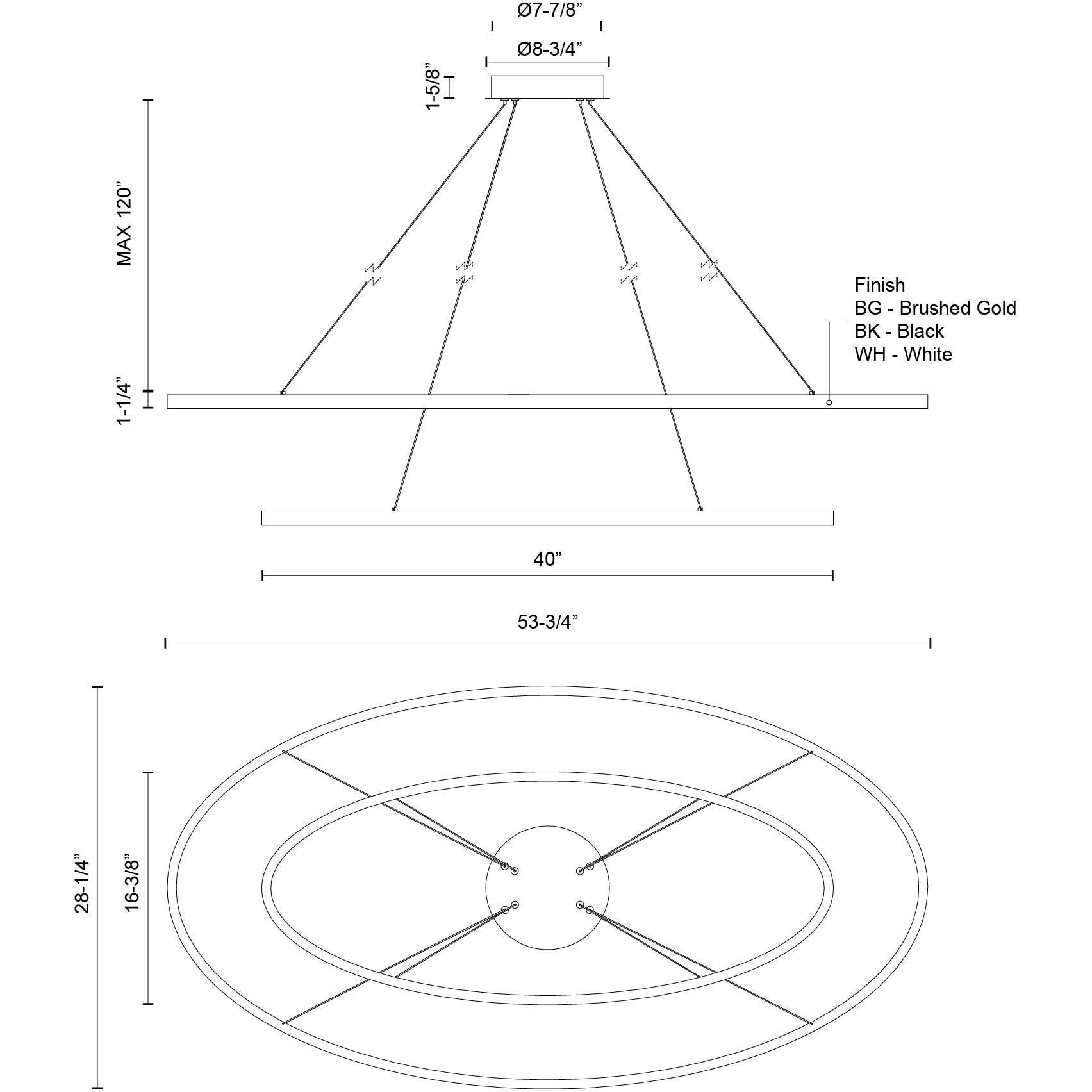 Ovale LED 28.25 inch White Chandelier Ceiling Light