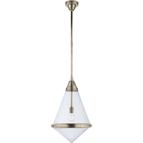 Thomas O'Brien Gale 1 Light 15.5 inch Antique Nickel Pendant Ceiling Light in Seeded Glass, Large