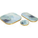 Aura Light Blue Enamel with Brushed Brass Tray, Set of 3
