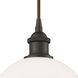 Ballston Athens 1 Light 8 inch Oil Rubbed Bronze Mini Pendant Ceiling Light in Matte White Glass, Ballston