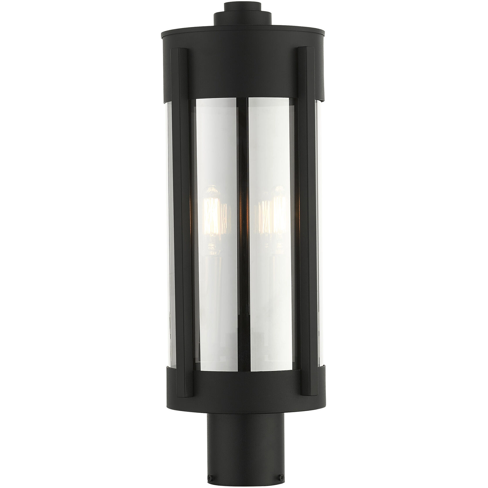 Sheridan 2 Light 19 inch Black with Brushed Nickel Candles Outdoor Post Top Lantern
