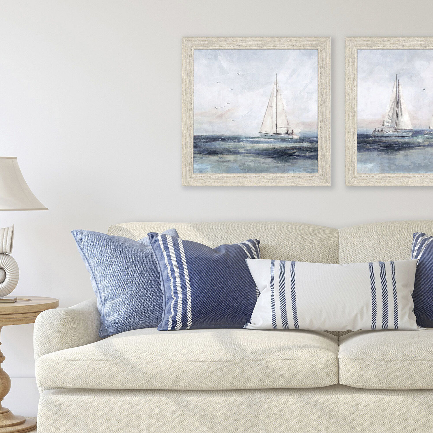 Blue Sailing Blue and Green and Gray Framed Art, Propac