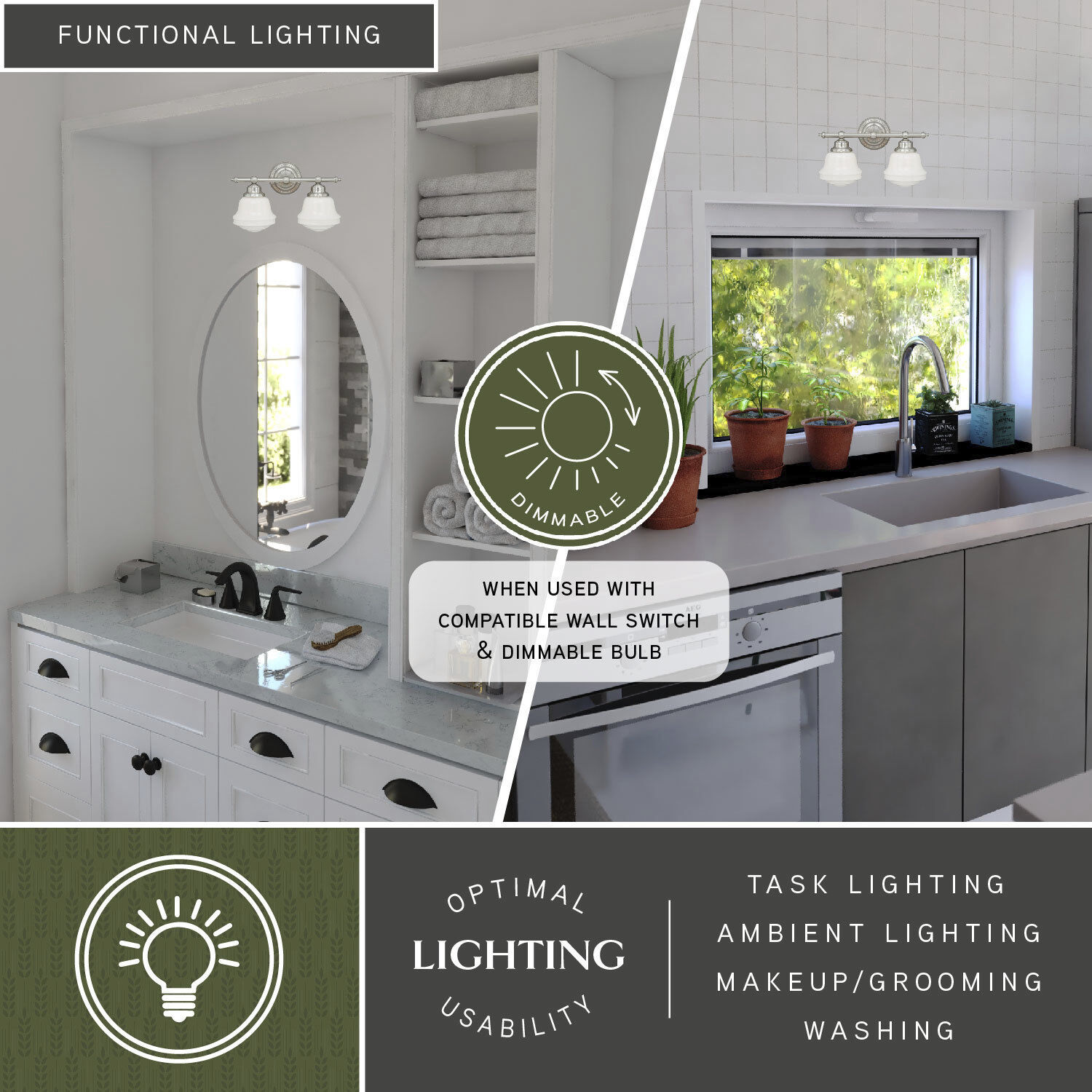 Huntley LED 16 inch Satin Nickel Bathroom Light Wall Light