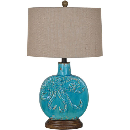 Deep Ocean 25 inch 100 watt Antique Turquoise Table Lamp Portable Light