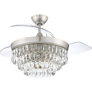 Sofia 42 inch Brushed Polished Nickel with Clear Acrylic Blades Fan, Hidden Blades