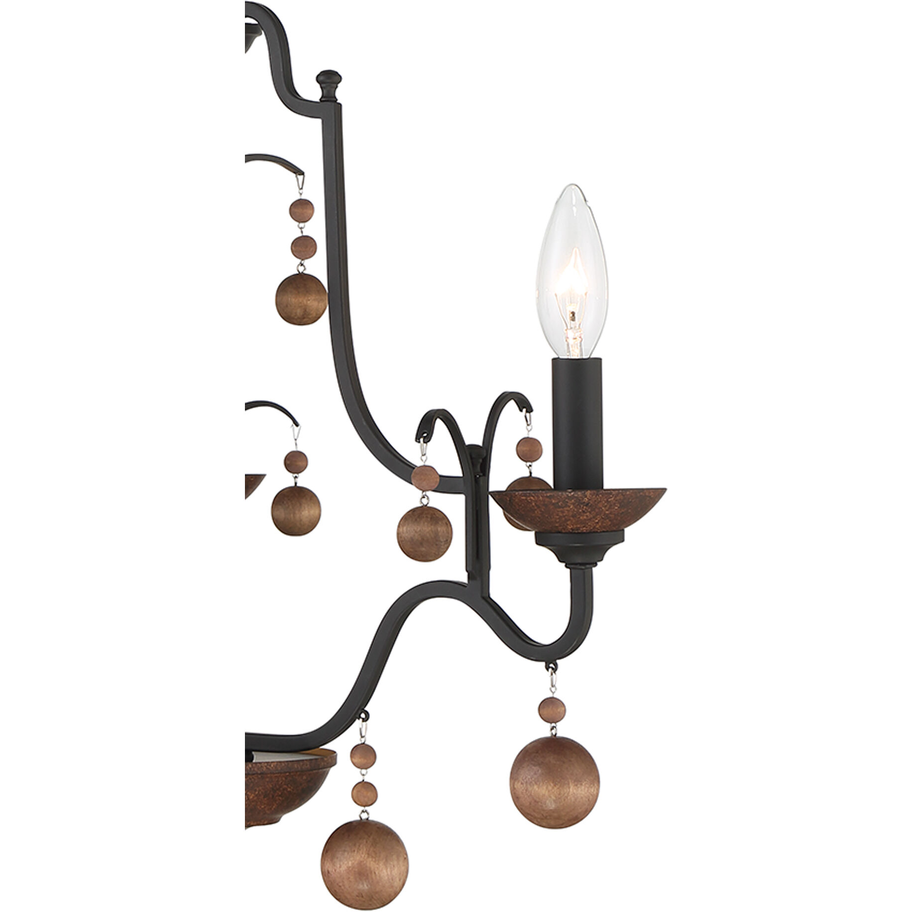 Colonial Charm 3 Light 19 inch Old World Bronze/Walnut Accents Chandelier Ceiling Light