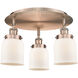 Bell 3 Light 16.75 inch Antique Copper Flush Mount Ceiling Light in Matte White