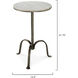 Left Bank 22 X 15 inch White Marble with Gun Metal Iron Base Marble Table