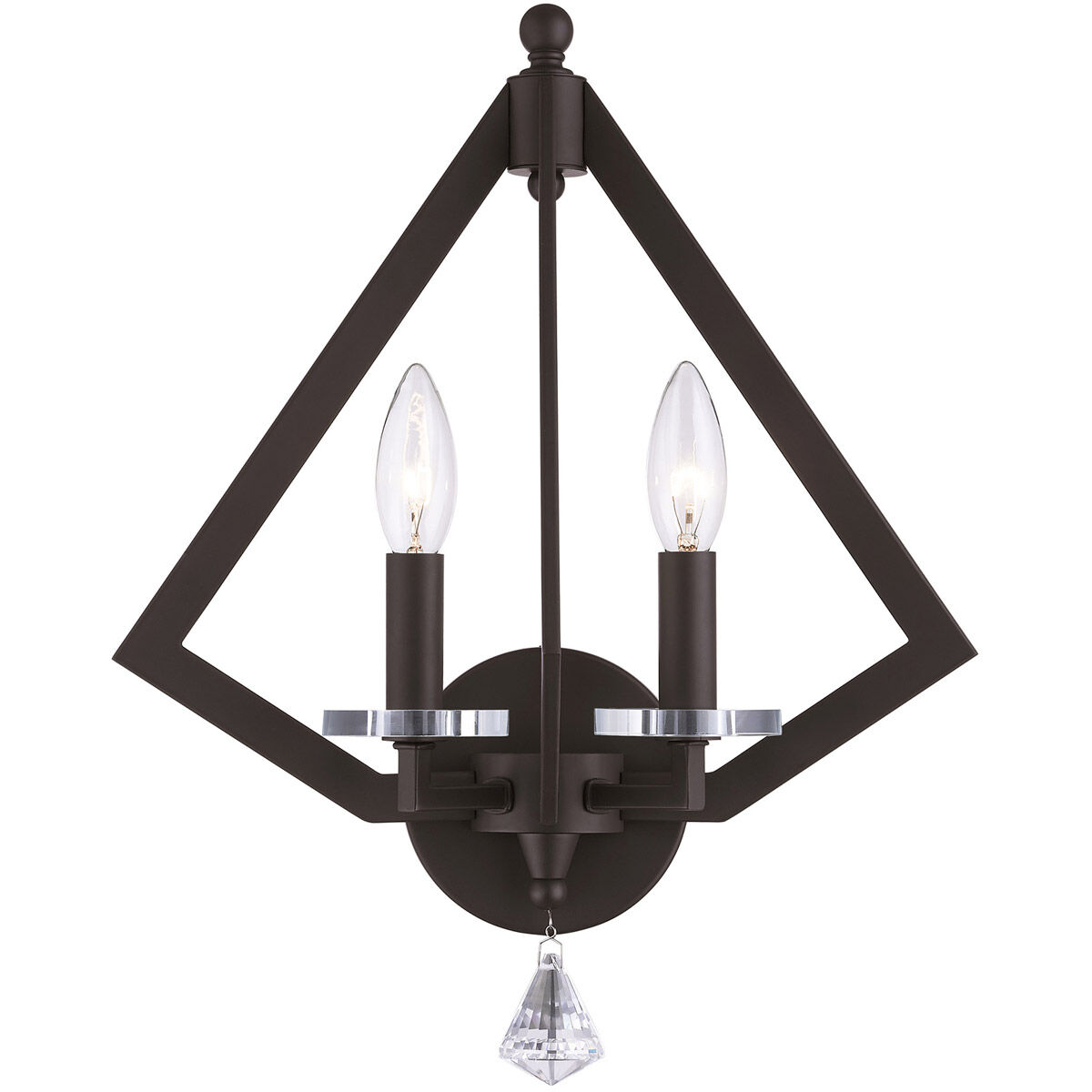 Diamond 2 Light 13 inch Bronze Wall Sconce Wall Light