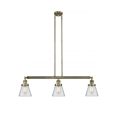 Franklin Restoration Small Cone LED 38.75 inch Antique Brass Island Light Ceiling Light in Clear Glass, Franklin Restoration