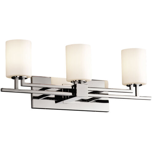 Fusion 3 Light 26 inch Polished Chrome Bath Bar Wall Light in Cylinder with Flat Rim, Incandescent, Opal Fusion