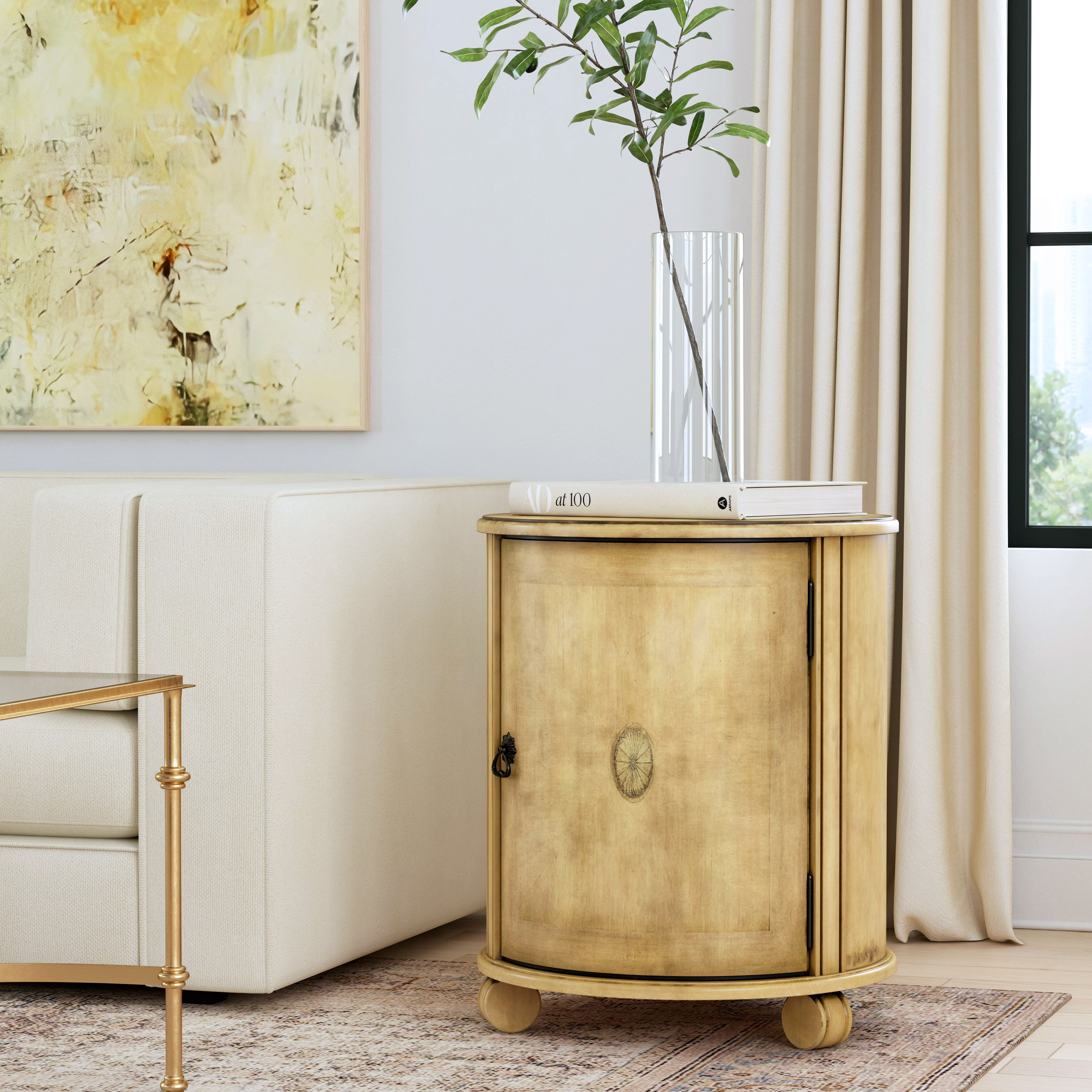 Lawrie  Drum End Table in Beige