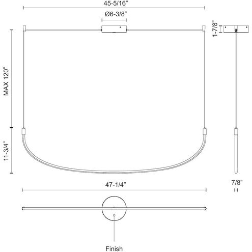 Talis LED 47.25 inch Brushed Nickel Linear Pendant Ceiling Light