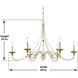 Westchester County 6 Light 40 inch Farm House White/Gilded G Chandelier Ceiling Light in Farmhouse White