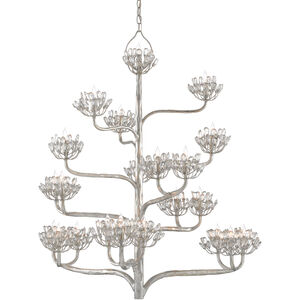 Agave Americana 22 Light 42 inch Contemporary Silver Leaf Chandelier Ceiling Light, Marjorie Skouras Collection