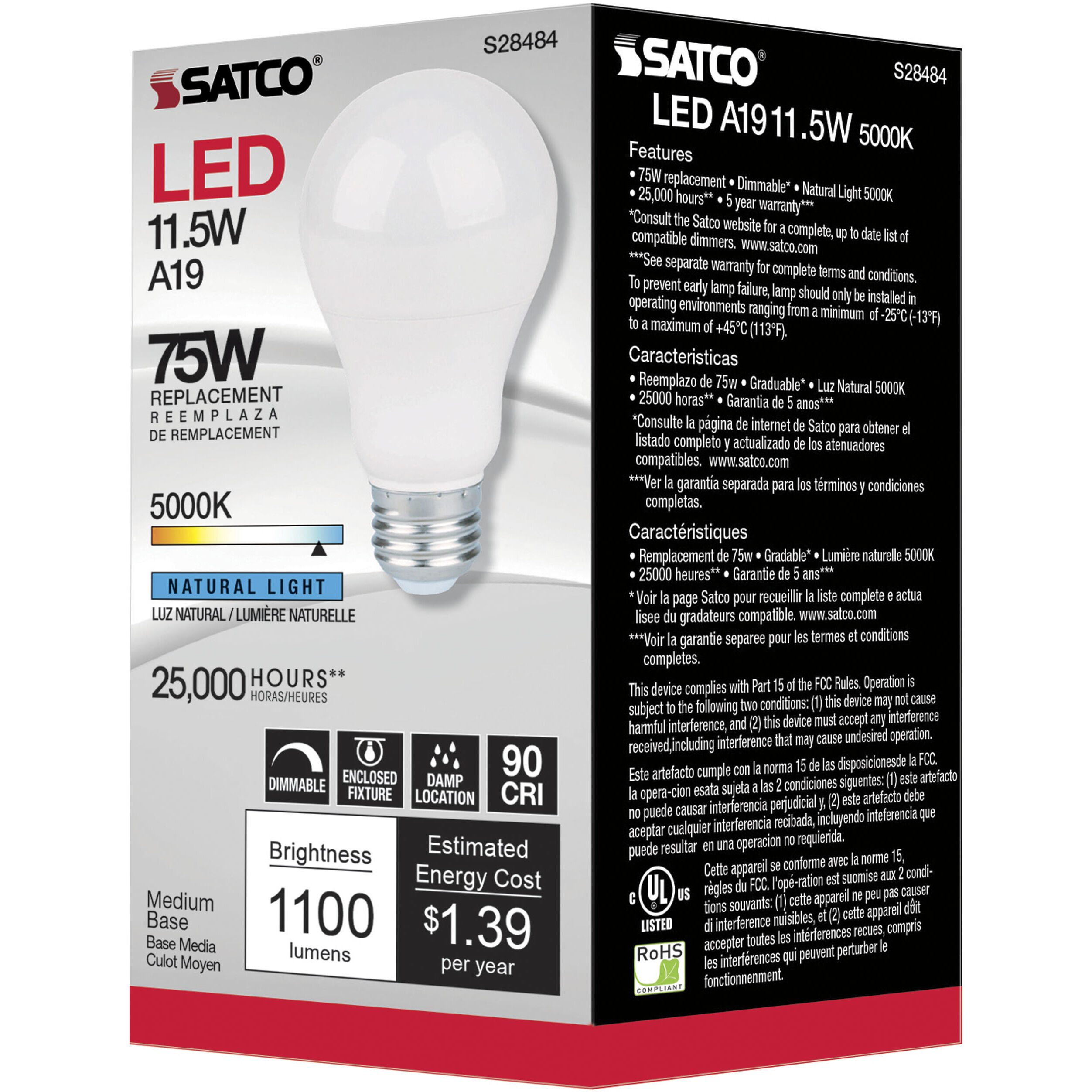 Lumos LED Medium 11.50 watt 120 5000K Light Bulb