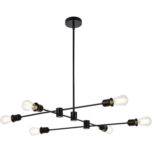 Xavier 6 Light 35 inch Black Pendant Ceiling Light