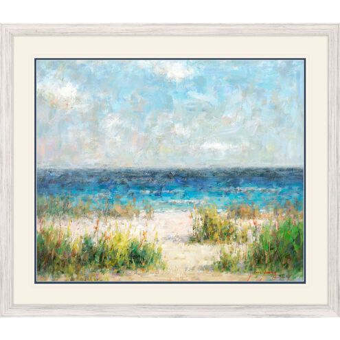 Waterside Collection Whitewash Distressed Wood With Ribbed Face Framed Art