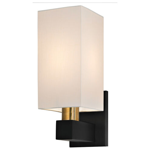 Cubo 1 Light 5 inch Natural Brass and Black Sconce Wall Light