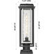 Mansfield 1 Light 20.38 inch Matte Black with Silver Outdoor Post Lantern in Waterglass
