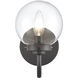 Fairbanks Sconce Wall Light in Clear Glass, Matte Black