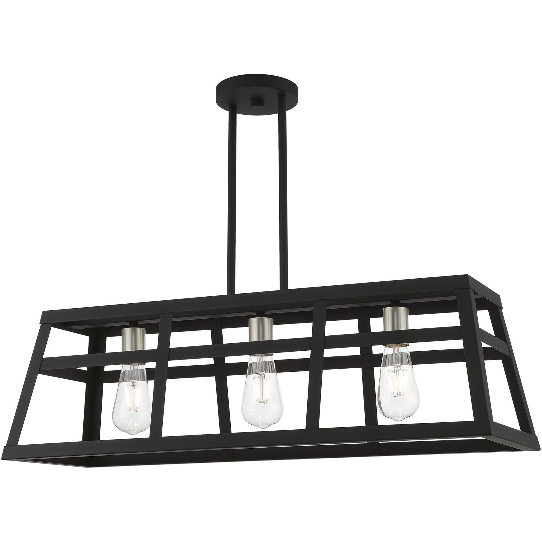 Schofield 3 Light 30 inch Black with Brushed Nickel Accents Linear Chandelier Ceiling Light