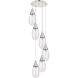 Malone 6 Light 16.63 inch Polished Nickel Multi Pendant Ceiling Light in Striped Clear Glass