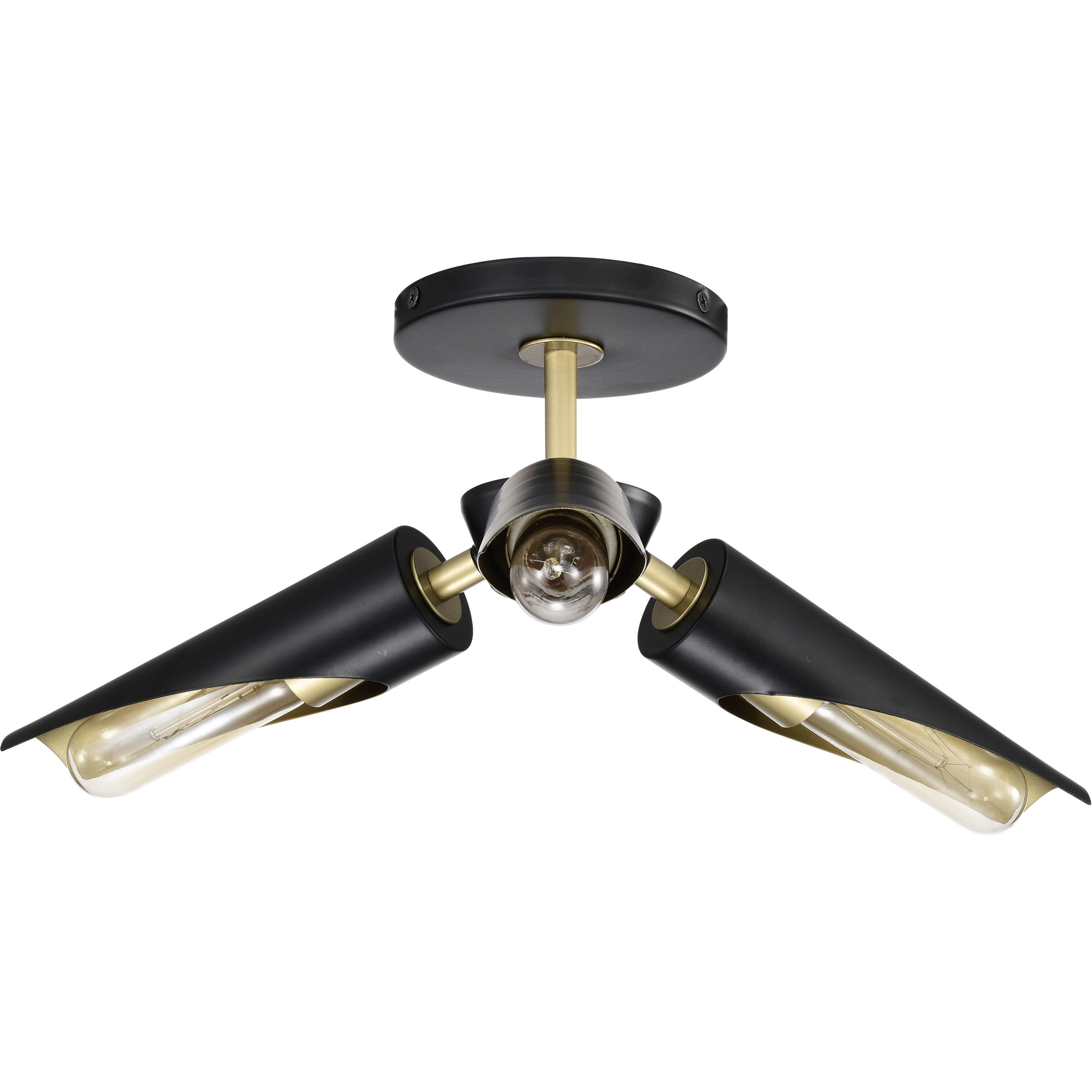 Marc 3 Light 16 inch Matte Black Semi Flush Mount Ceiling Light