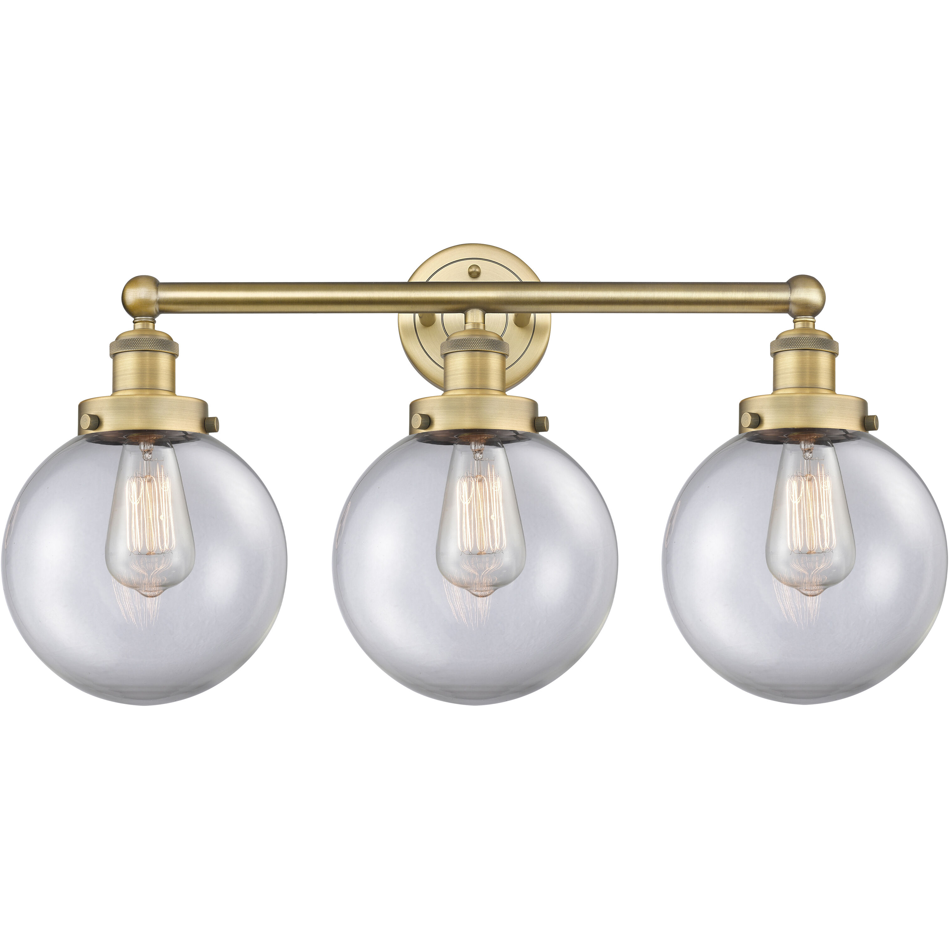 Beacon 3 Light 24.5 inch Brushed Brass Bath Vanity Light Wall Light in Clear