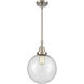 Franklin Restoration Beacon LED 10 inch Brushed Satin Nickel Mini Pendant Ceiling Light in Seedy Glass